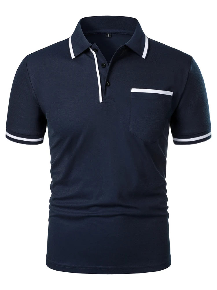 Men's Solid Color Polo Shirt: Casual & Fashionable Short Sleeve Top