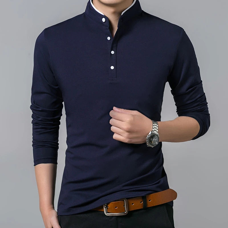 Men's Long Sleeve Polo: Comfortable & Breathable for Business & Casual Wear