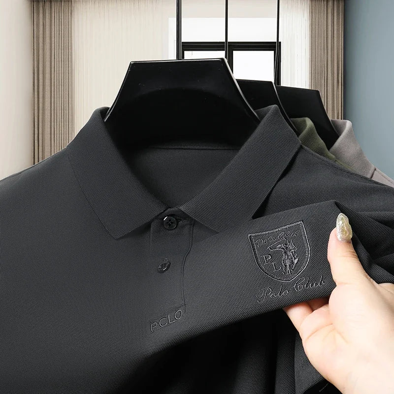 New Men's Polo Shirt: Embroidered Cotton for Business and Leisure