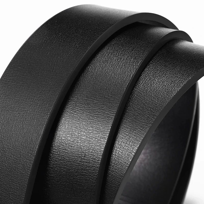 Famous Brand Men's Belt: Genuine Leather with Automatic Metal Buckle