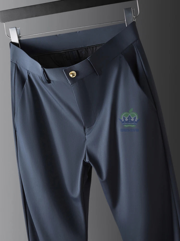 Men's Summer Business Pants: High-Stretch, Ice Silk, and Plus Size 40