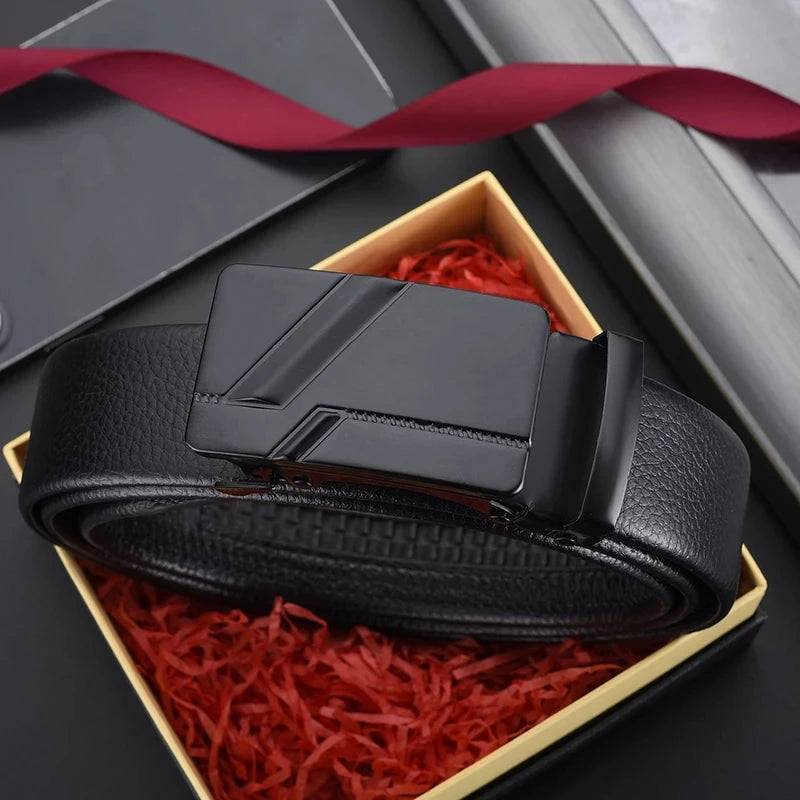 Fashion Business Men's Belt: Genuine PU Leather with Metal Buckle for Jeans and Cargo Pants
