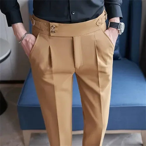 Men's Fashion Trousers: Slim Fit Suit Pants in White, Black, Gray, and Khaki