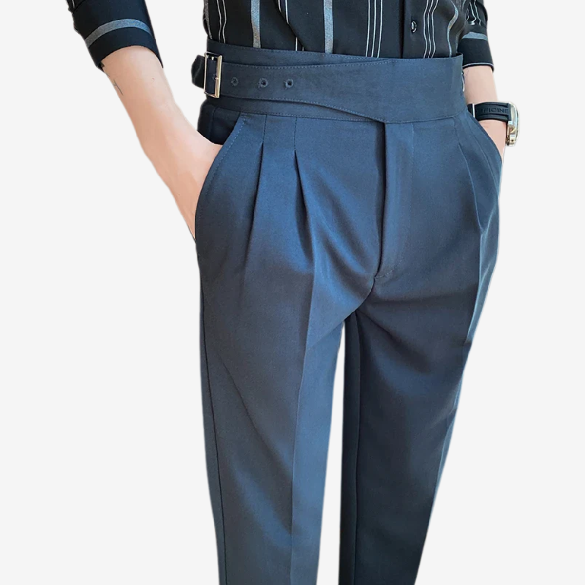 High-Waist Slim Fit Tailored Trousers
