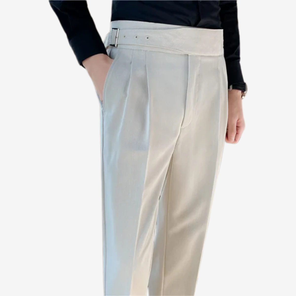High-Waist Slim Fit Tailored Trousers
