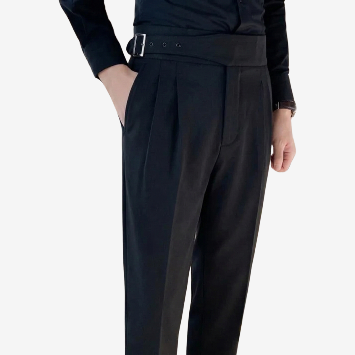 High-Waist Slim Fit Tailored Trousers