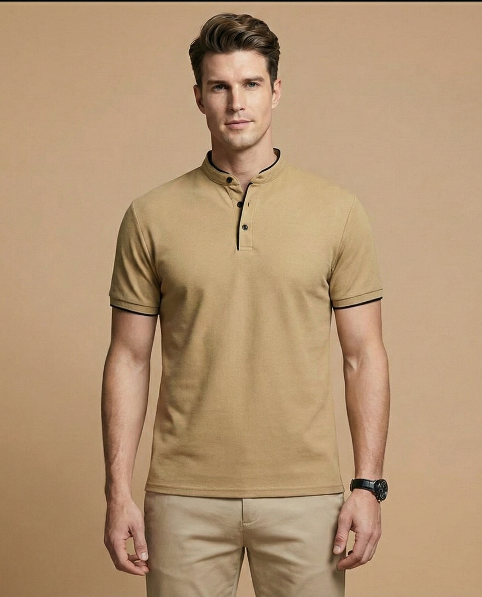 The Riviera Stand Collar Cotton Polo