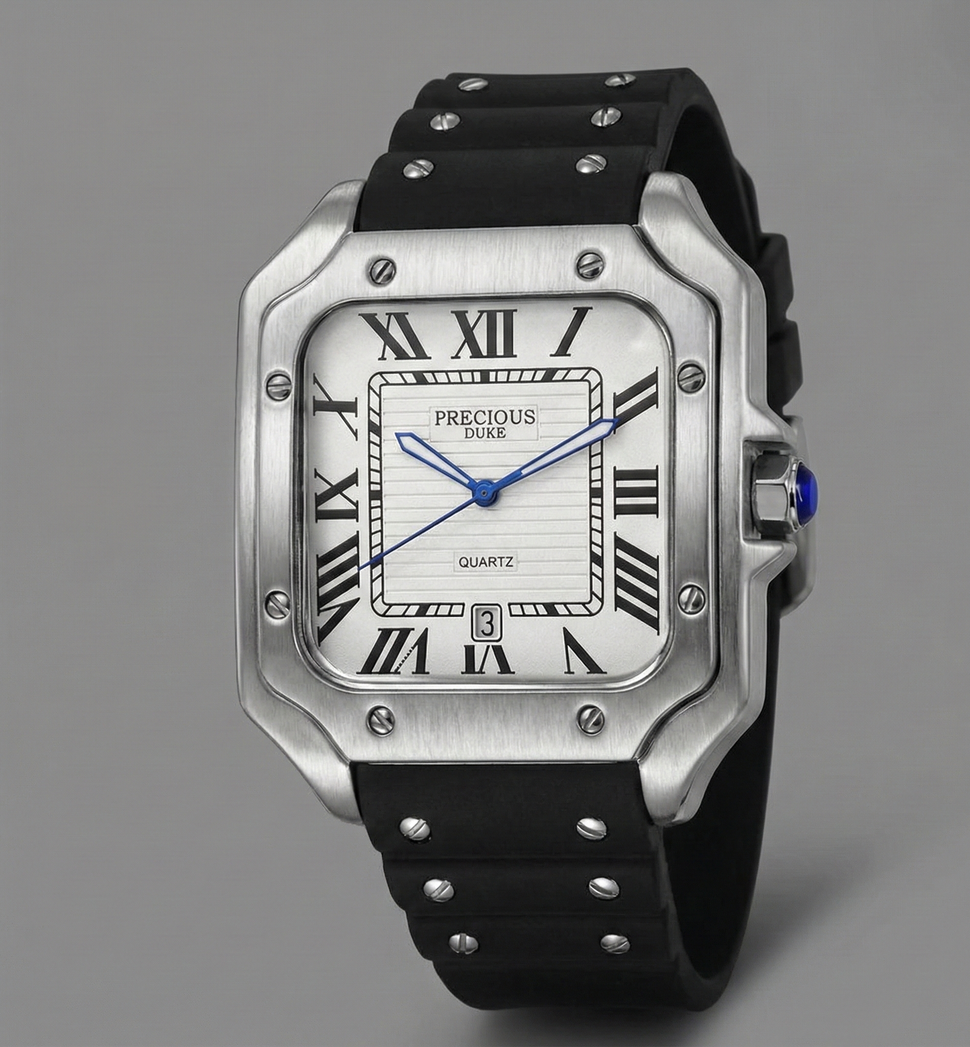 The Duke Square Sport | Industrial Luxury Quartz Watch with Silicone Strap