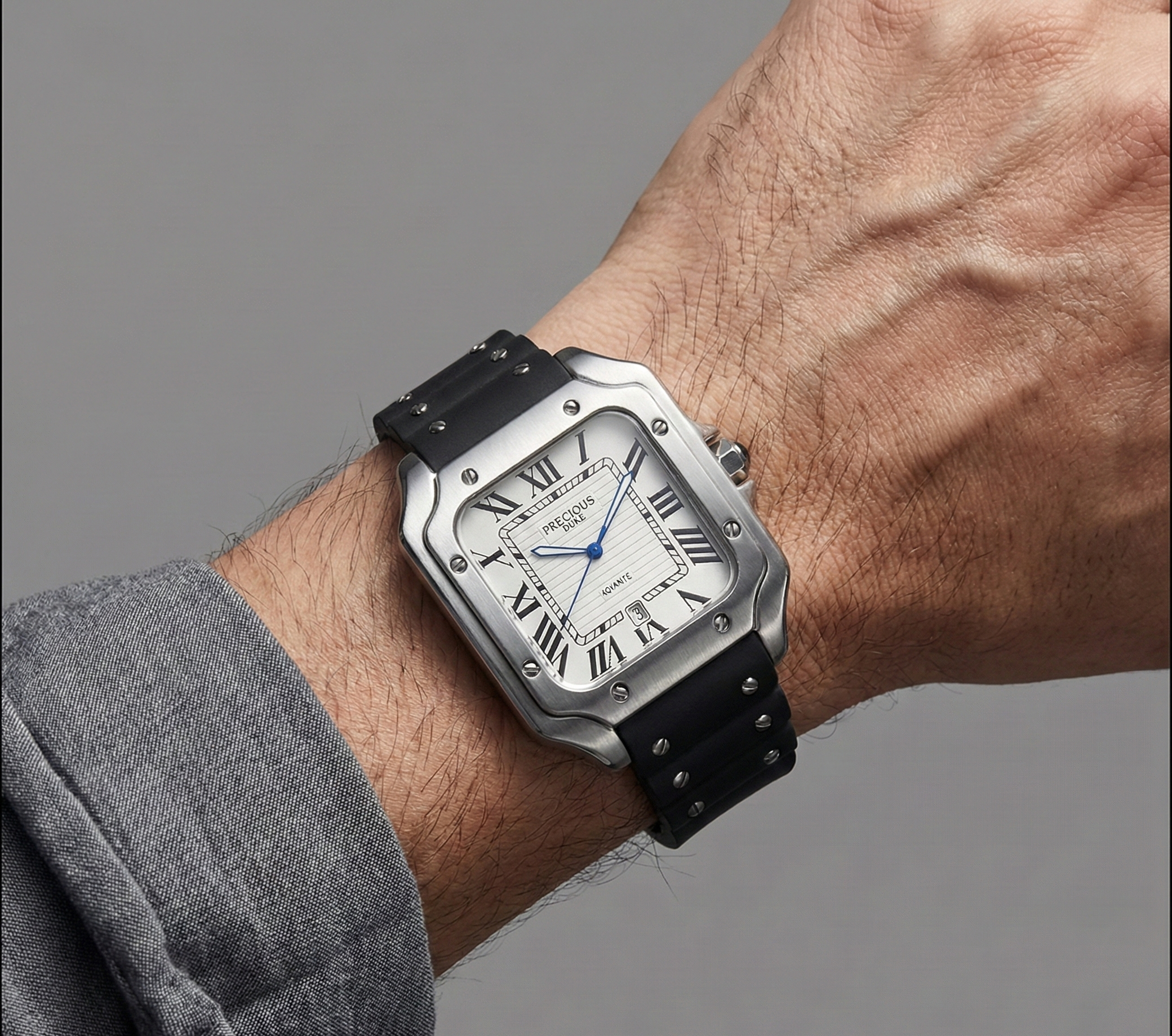 The Duke Square Sport | Industrial Luxury Quartz Watch with Silicone Strap