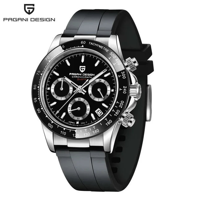 40mm New Pagani Design V2 Men's Quartz Watch: Sapphire Retro Chronograph Stainless Steel Waterproof Watch