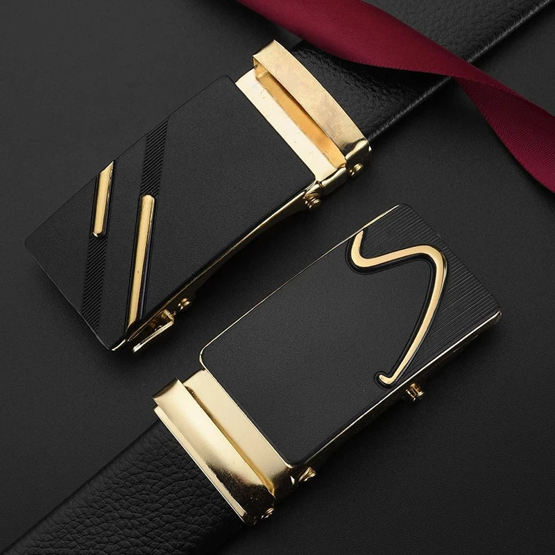 Fashion Business Men's Belt: Genuine PU Leather with Metal Buckle for Jeans and Cargo Pants