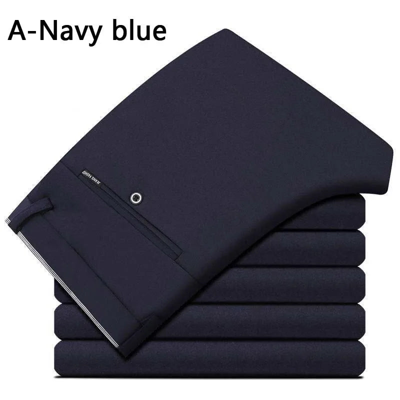 Men's Business Casual Pants: Summer Fashion, Elastic Straight Fit, and Plus Sizes 28-40