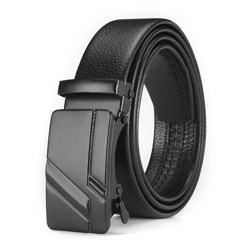 Fashion Business Men's Belt: Genuine PU Leather with Metal Buckle for Jeans and Cargo Pants