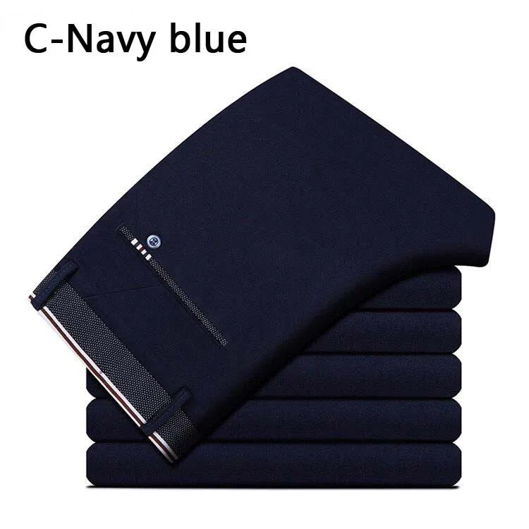 Men's Business Casual Pants: Summer Fashion, Elastic Straight Fit, and Plus Sizes 28-40