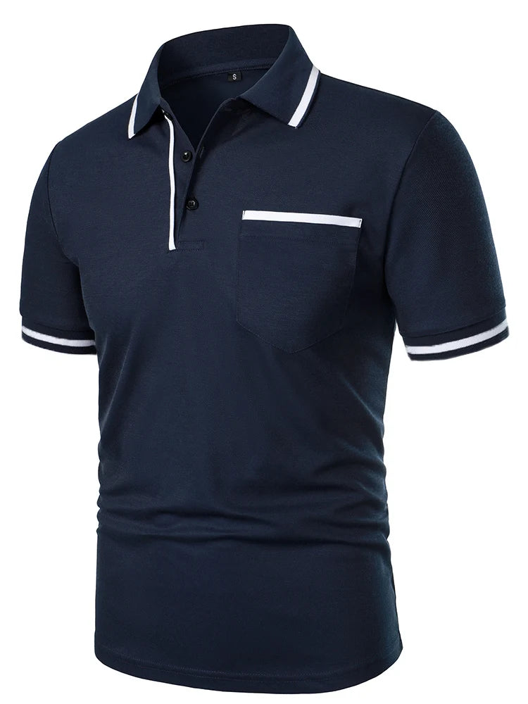 Men's Solid Color Polo Shirt: Casual & Fashionable Short Sleeve Top