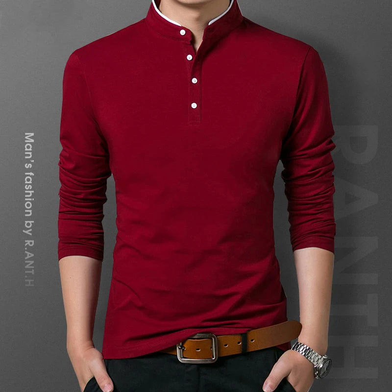 Men's Long Sleeve Polo: Comfortable & Breathable for Business & Casual Wear