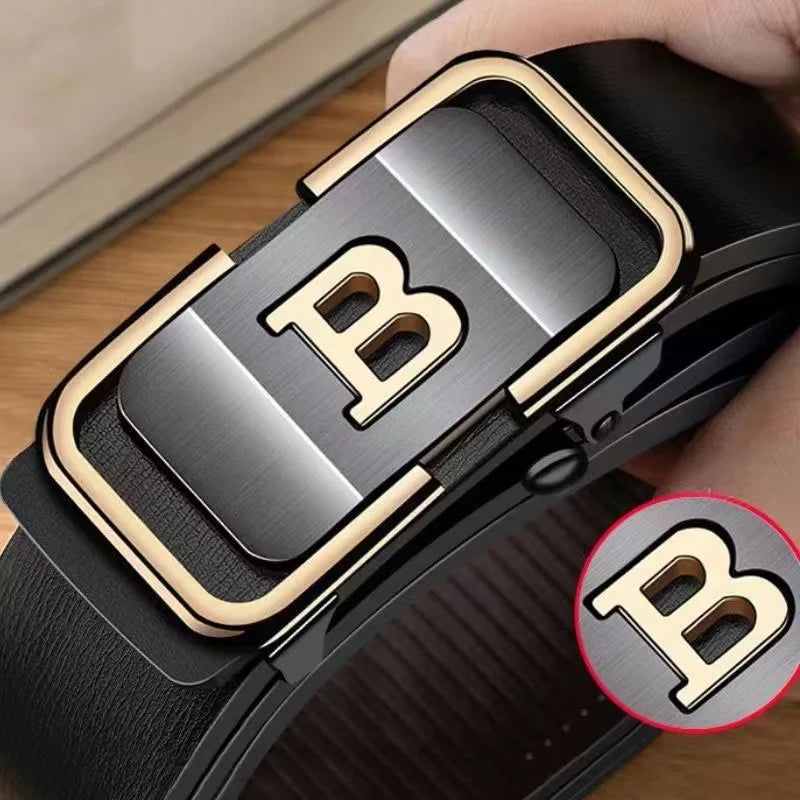 Men's Fashion Belt: Automatic Buckle with Letter Button for Business and Gifts