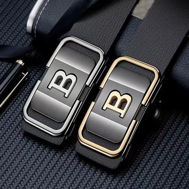 Men's Fashion Belt: Automatic Buckle with Letter Button for Business and Gifts