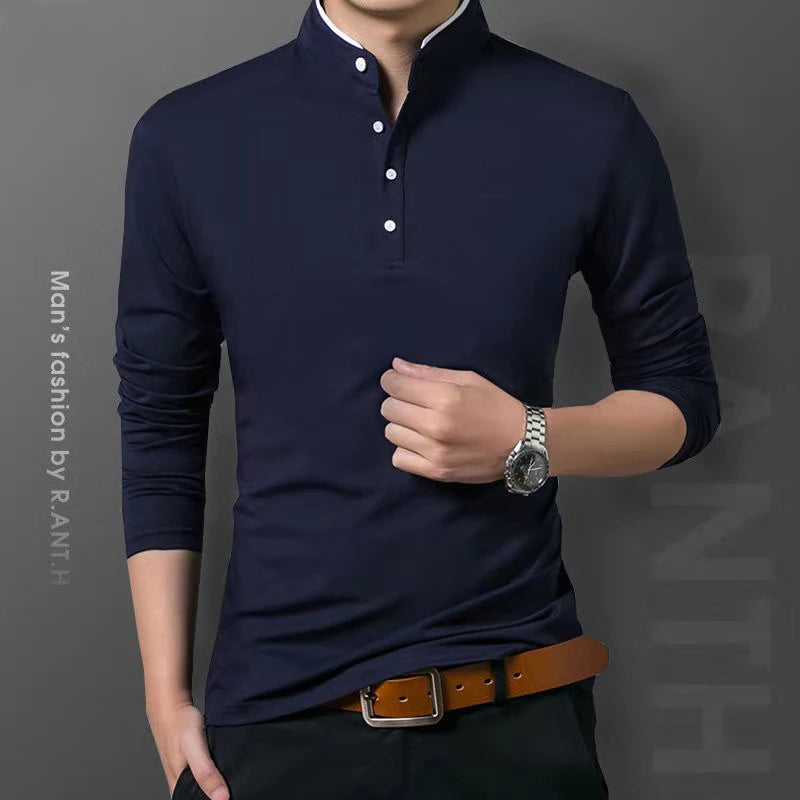 Men's Long Sleeve Polo: Comfortable & Breathable for Business & Casual Wear