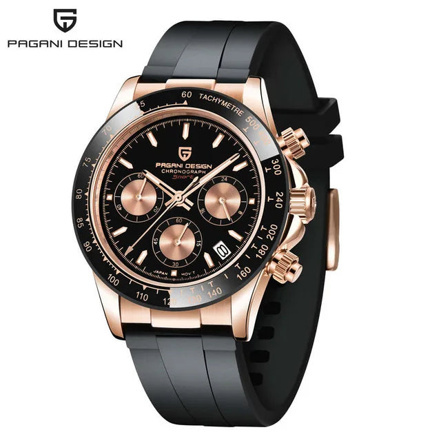 40mm New Pagani Design V2 Men's Quartz Watch: Sapphire Retro Chronograph Stainless Steel Waterproof Watch