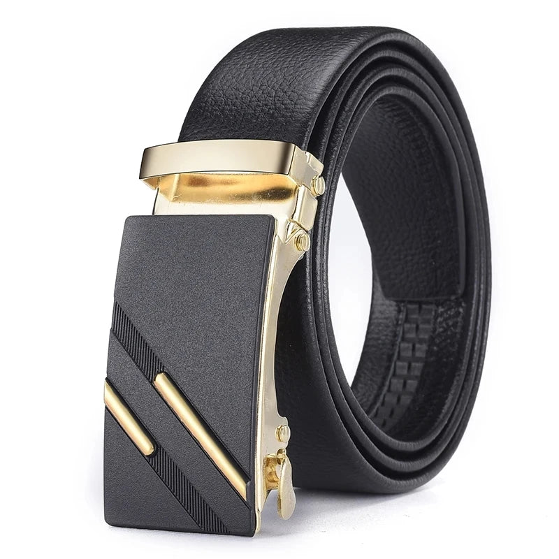 Fashion Business Men's Belt: Genuine PU Leather with Metal Buckle for Jeans and Cargo Pants