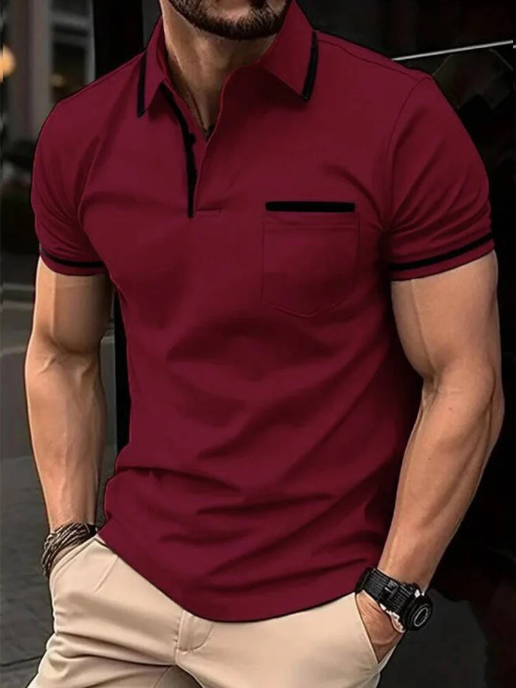 Men's Solid Color Polo Shirt: Casual & Fashionable Short Sleeve Top