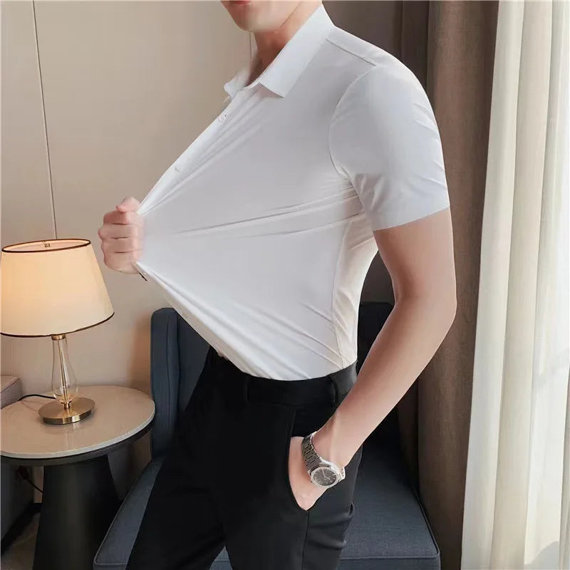 Men's Ultra-Stretch Short Sleeve Shirt: Breathable and Abrasion-Resistant