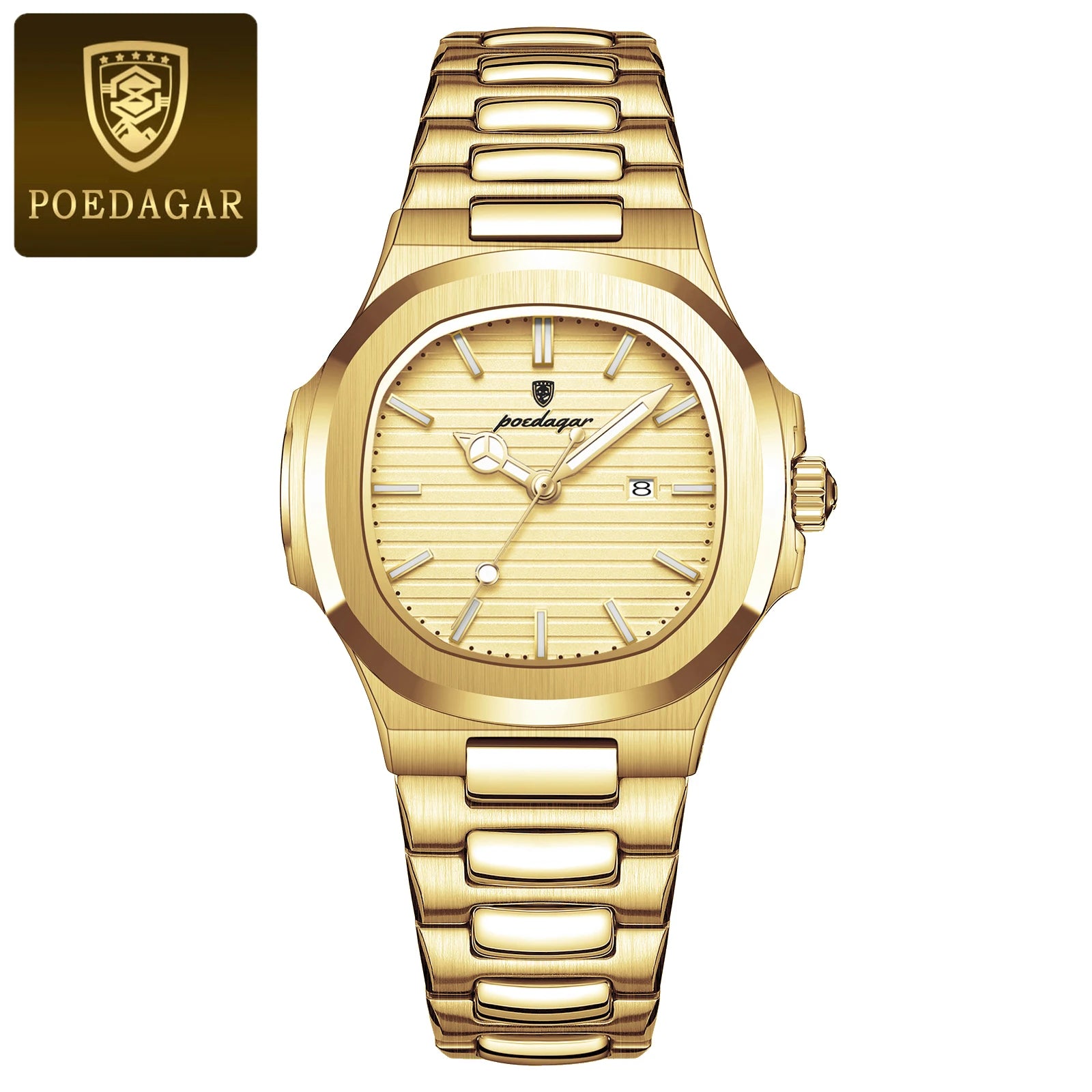 POEDAGAR Elegant Women's Watch: Waterproof Luminous Square Quartz with Calendar