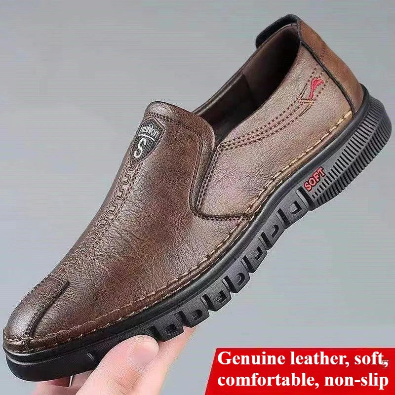 Men's Slip-On Leather Loafers: Soft, Breathable, and Non-Slip Driving Shoes