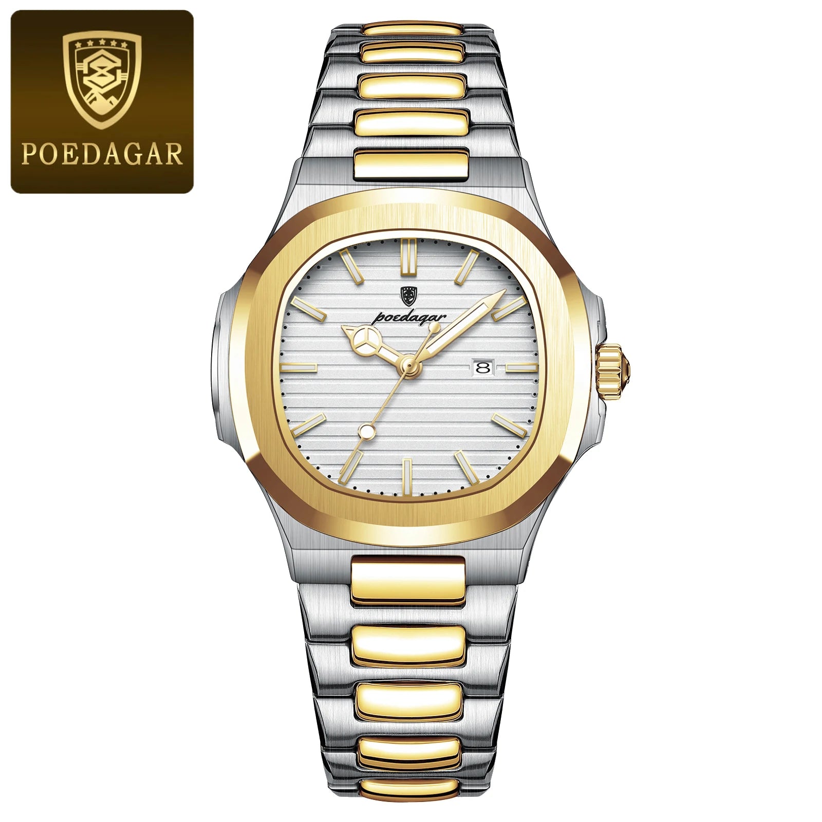 POEDAGAR Elegant Women's Watch: Waterproof Luminous Square Quartz with Calendar
