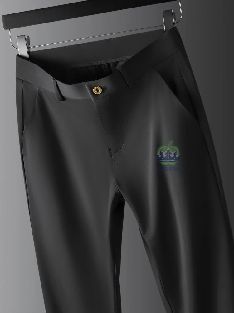 Men's Summer Business Pants: High-Stretch, Ice Silk, and Plus Size 40