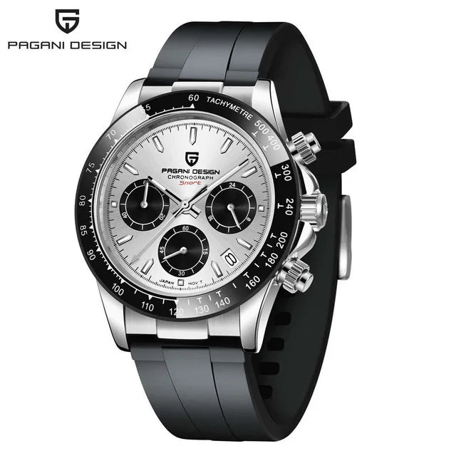 40mm New Pagani Design V2 Men's Quartz Watch: Sapphire Retro Chronograph Stainless Steel Waterproof Watch