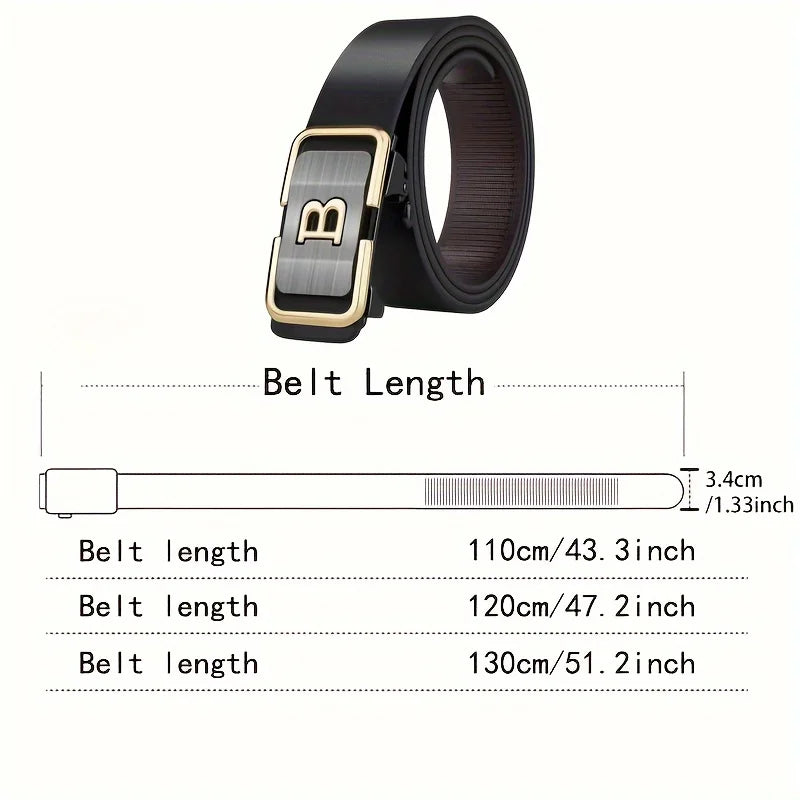 Men's Fashion Belt: Automatic Buckle with Letter Button for Business and Gifts