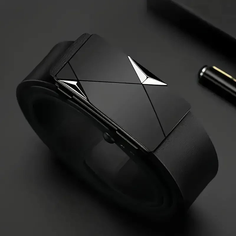 Stylish Men's PU Leather Belt: Automatic Buckle for All Occasions