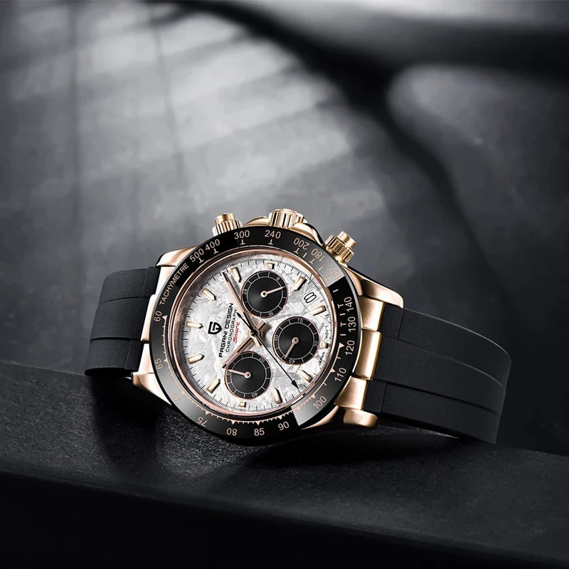 40mm New Pagani Design V2 Men's Quartz Watch: Sapphire Retro Chronograph Stainless Steel Waterproof Watch