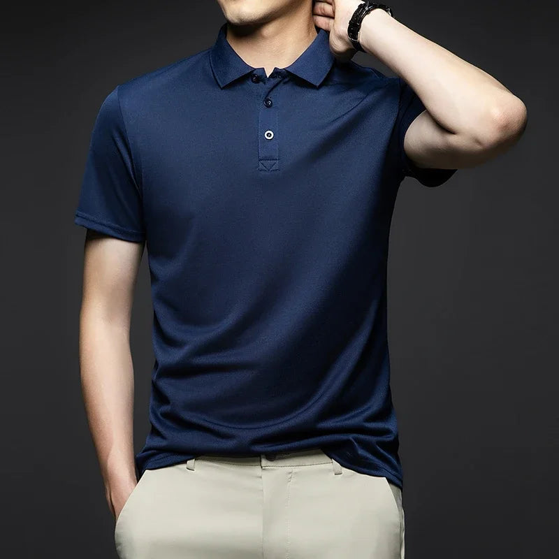 Men's Solid Polo Shirt: Fashionable, Breathable, and Comfortable for Summer