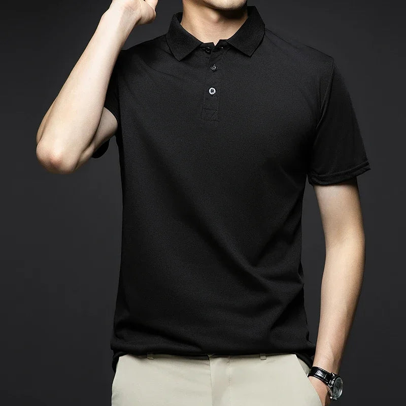 Men's Solid Polo Shirt: Fashionable, Breathable, and Comfortable for Summer