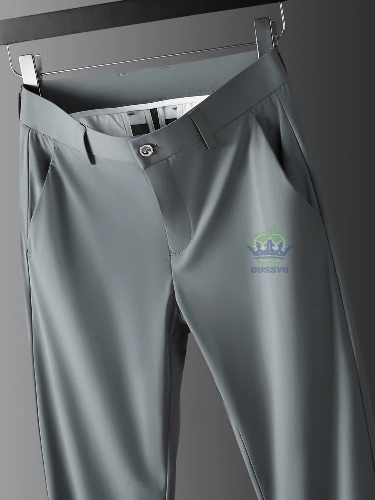 Men's Summer Business Pants: High-Stretch, Ice Silk, and Plus Size 40