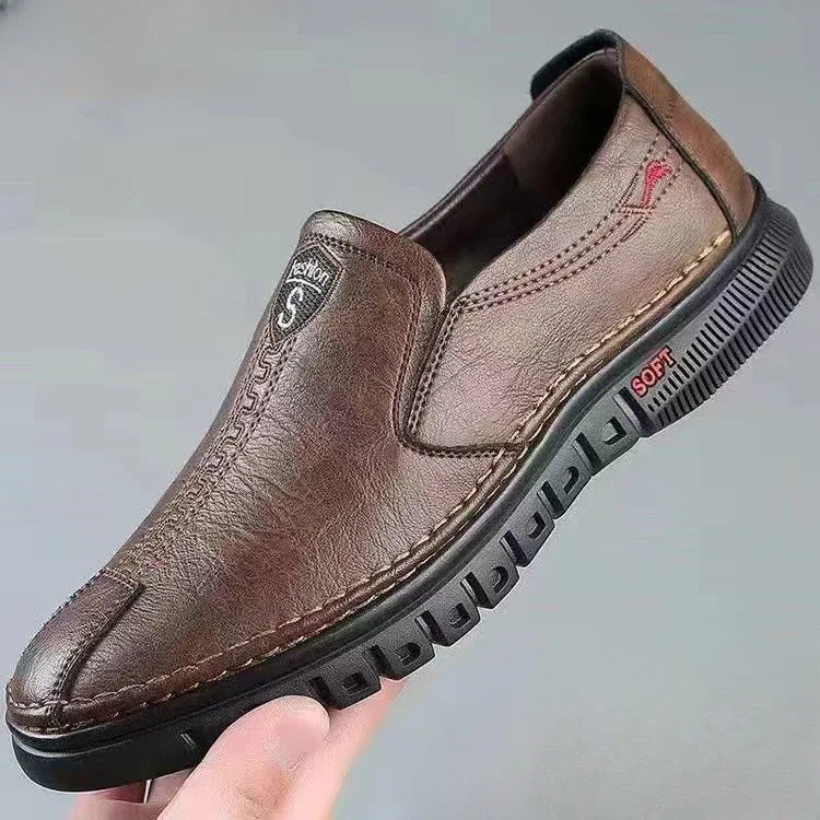 Men's Slip-On Leather Loafers: Soft, Breathable, and Non-Slip Driving Shoes