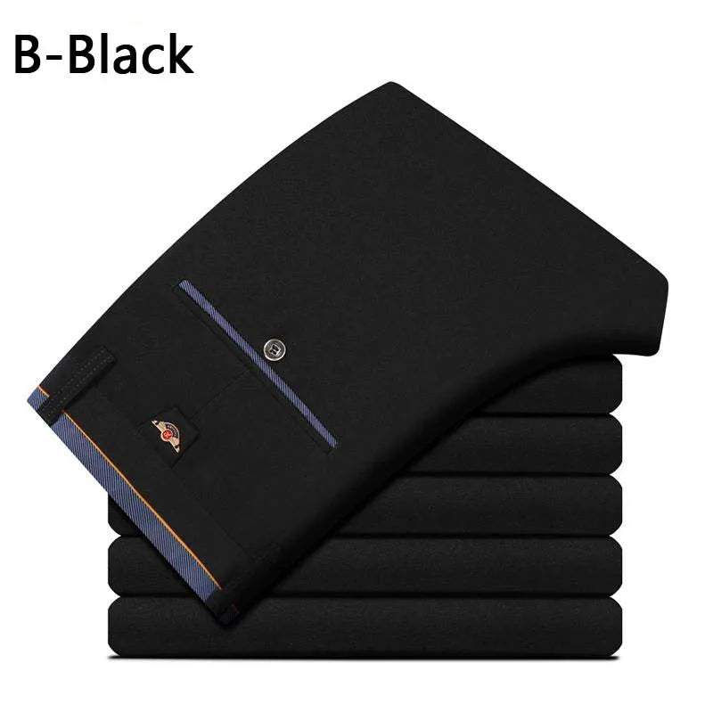 Men's Business Casual Pants: Summer Fashion, Elastic Straight Fit, and Plus Sizes 28-40