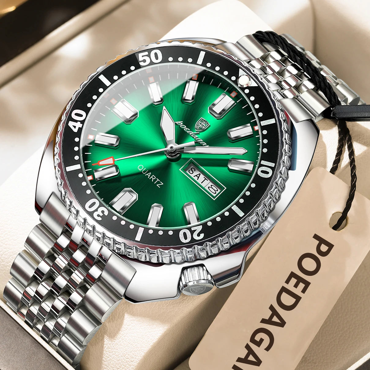 POEDAGAR Luxury Business Watch: Men's Waterproof Quartz with Date and Luminous Hands