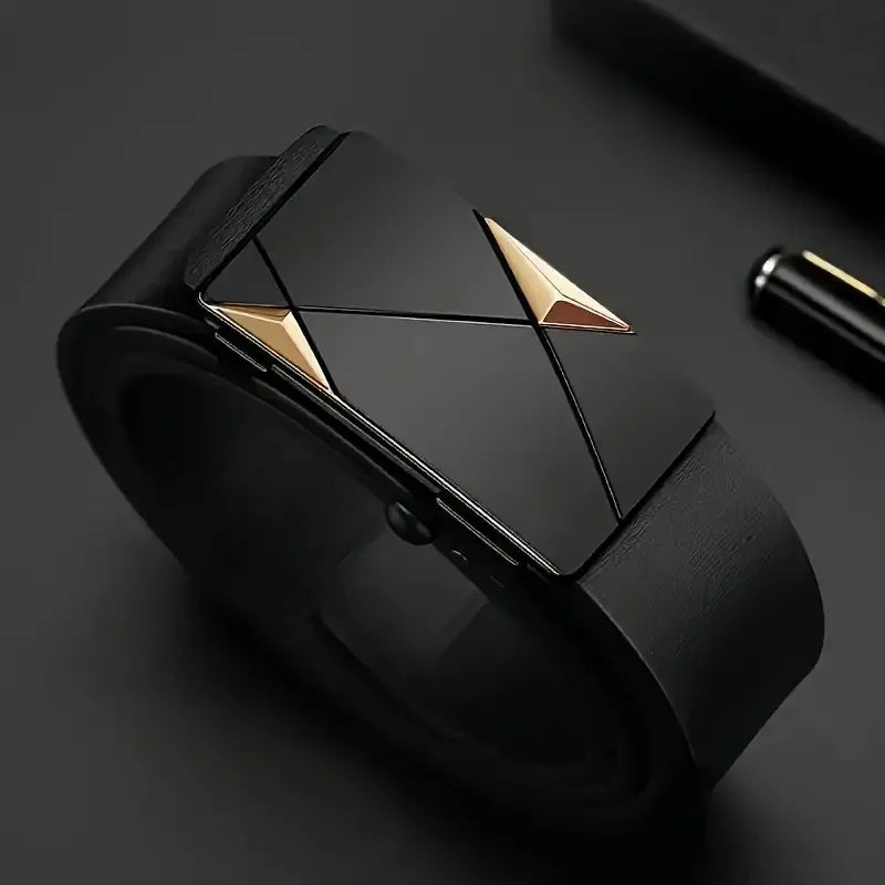 Stylish Men's PU Leather Belt: Automatic Buckle for All Occasions