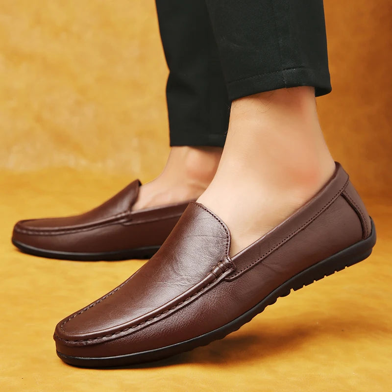 Men's Spring Loafers: Handmade Genuine Leather Moccasins for Business and Casual Wear