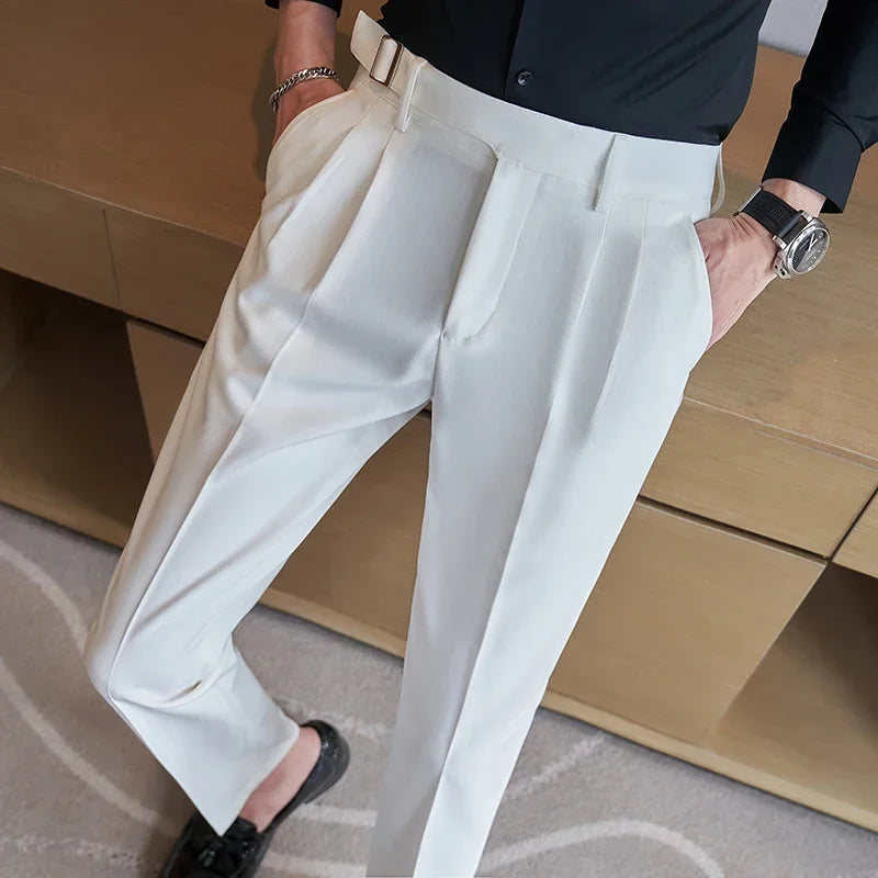 Men's Fashion Trousers: Slim Fit Suit Pants in White, Black, Gray, and Khaki