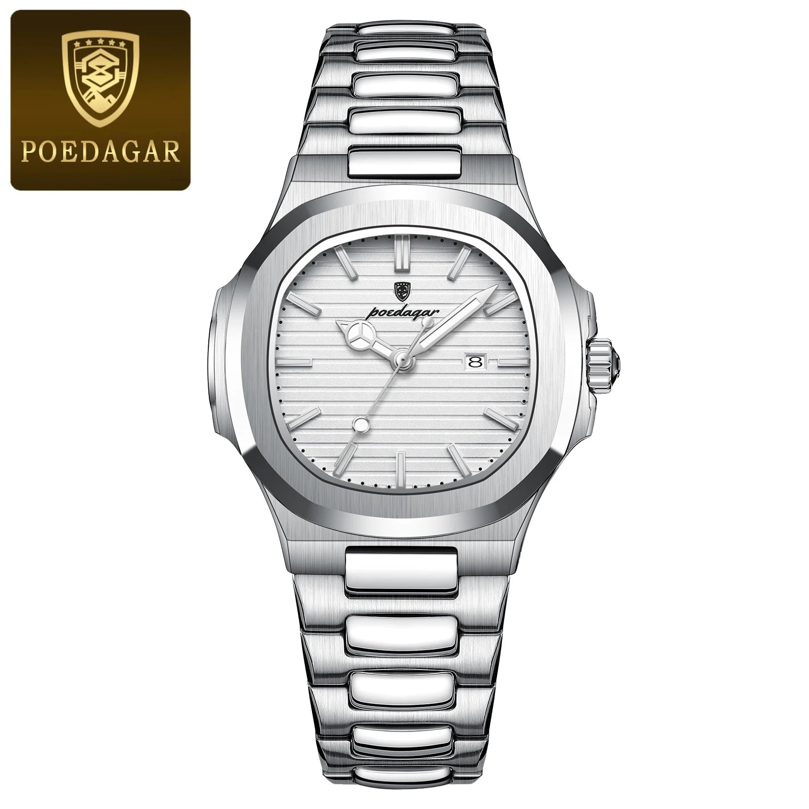 POEDAGAR Elegant Women's Watch: Waterproof Luminous Square Quartz with Calendar