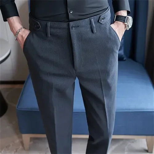 Men's Fashion Trousers: Slim Fit Suit Pants in White, Black, Gray, and Khaki