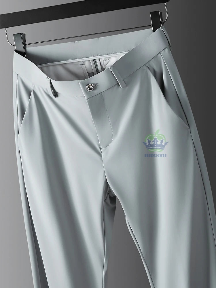 Men's Summer Business Pants: High-Stretch, Ice Silk, and Plus Size 40