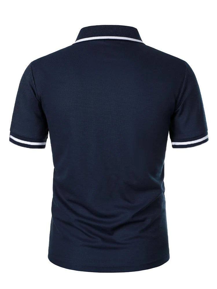 Men's Solid Color Polo Shirt: Casual & Fashionable Short Sleeve Top