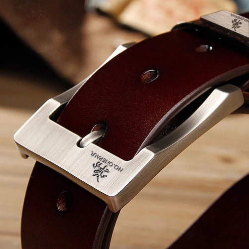 Textured Dress Belt with Silver Buckle