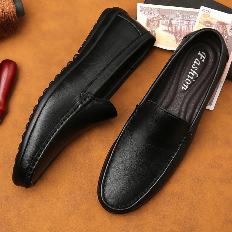 Men's Spring Loafers: Handmade Genuine Leather Moccasins for Business and Casual Wear